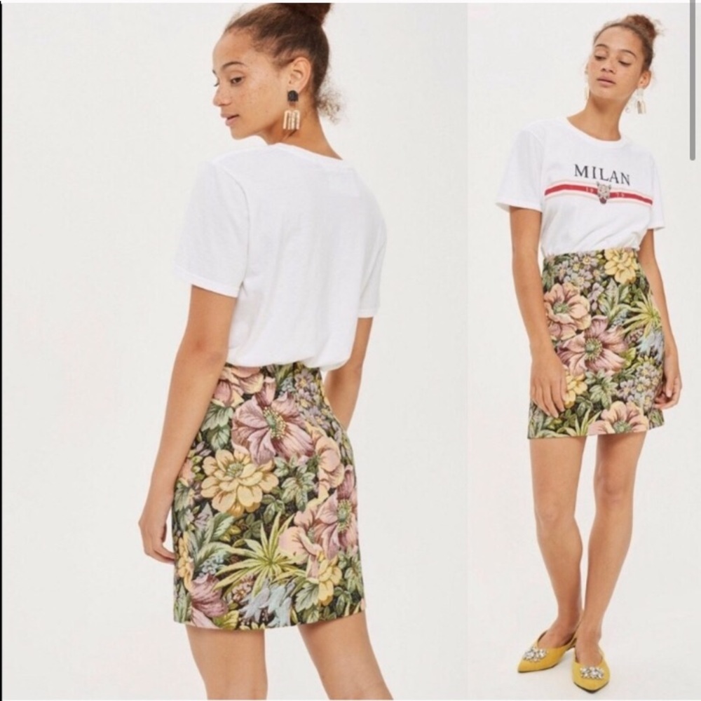 Topshop | Floral Tapestry High Waisted Mini Skirt